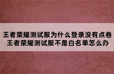 王者荣耀测试服为什么登录没有点卷 王者荣耀测试服不是白名单怎么办